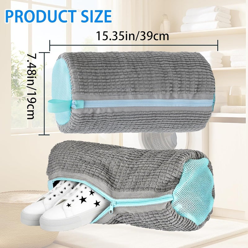 ngfhf Shoe Washing Machine Bag Laundry Shoe Bag for Washer and Dryer Reusable 2pc Shoe Cleaning Bags for Sneakers 360° Deep Cleaning Machine for All Shoes Types With Self-locking Zipper - Image 5